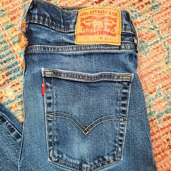Rare LEVI'S 510 JEANS Skinny Fit 32" W x 32" L with Rare Blank Red Tab A… - Picture 6 of 16